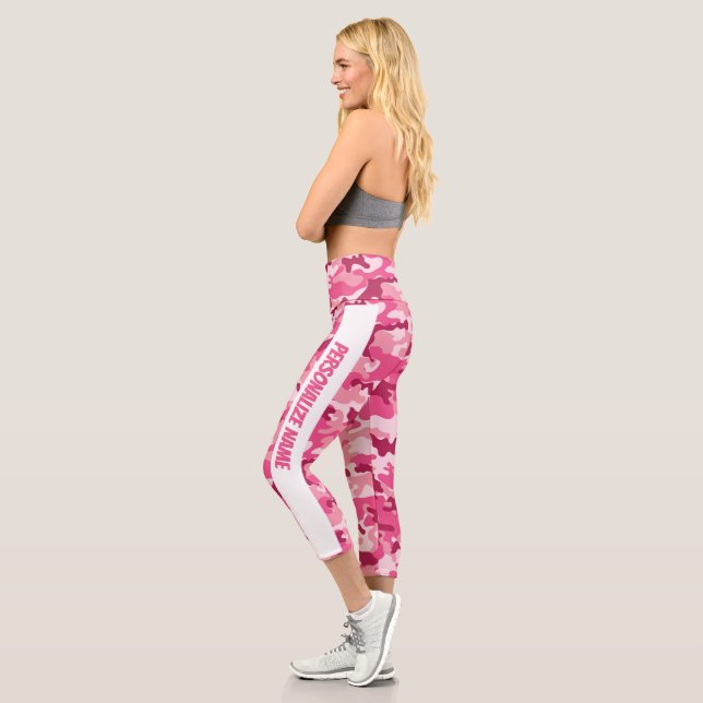 Pink Camouflage PERSONALIZE Capri Leggings (Links)