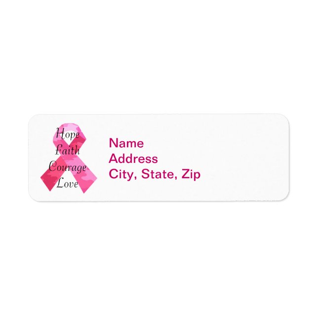 Pink Camouflage Ribbon Faith Address Labels (Vorne)