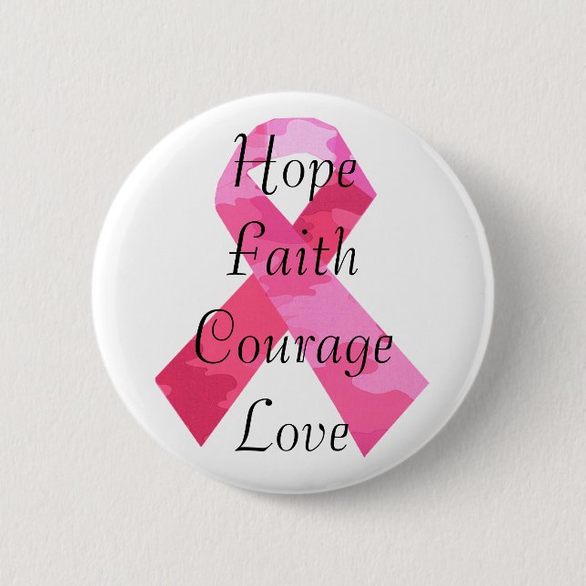 Pink Camouflage Ribbon Faith Button (Vorderseite)
