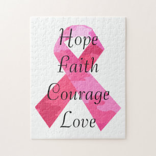 Pink Camouflage Ribbon Faith Puzzle
