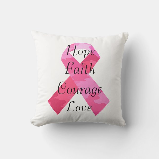 Pink Camouflage Ribbon Faith Throw Kissen (Vorderseite)