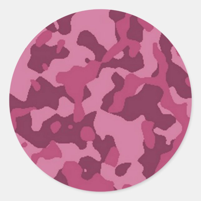 Pink Camouflage Runder Aufkleber (Vorderseite)