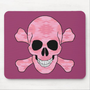 Pink Camouflage Skull and Crossbones Mouse Pad Mousepad