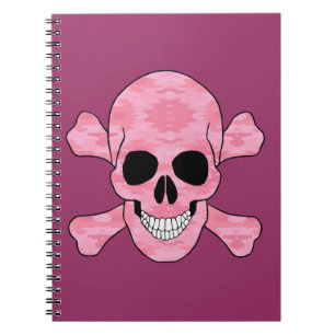 Pink Camouflage Skull and Crossbones Notebook Notizblock