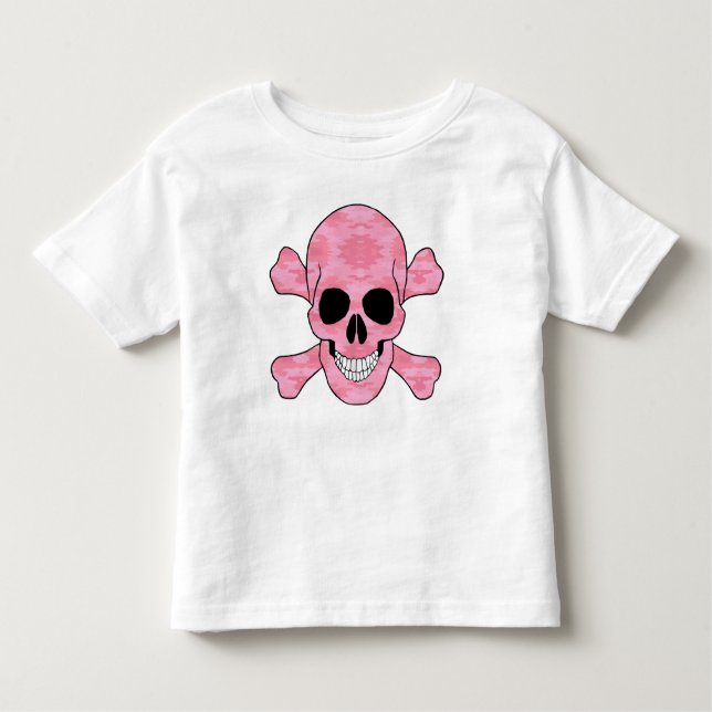 Pink Camouflage Skull and Crossbones Shirt (Vorderseite)