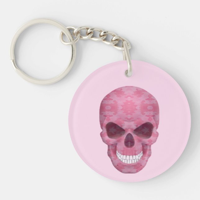 Pink Camouflage Skull Schlüsselkette Schlüsselanhänger (Vorderseite)