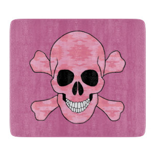Pink Camouflage Skull und Crossbones Cutting Board Schneidebrett