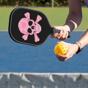 Pink Camouflage Skull und Crossbones Pickleball Schläger