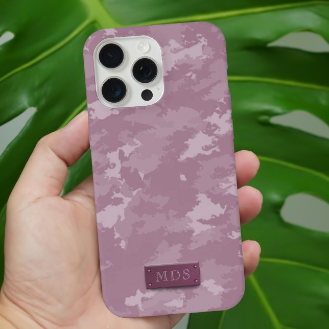 Pink Camouflage Trendy Camouflage iPhone Case 15 Pro Max Hülle (Just add your initials)