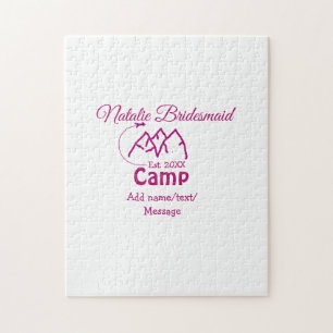 Pink Camp Bridesmaid geben Name Datum Jahr Bachelo