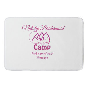 Pink Camp Bridesmaid geben Name Datum Jahr Bachelo Badematte