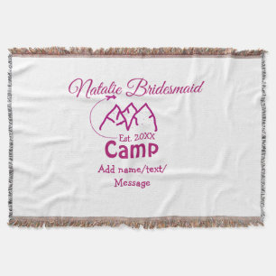 Pink Camp Bridesmaid geben Name Datum Jahr Bachelo Decke