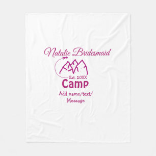 Pink Camp Bridesmaid geben Name Datum Jahr Bachelo Fleecedecke