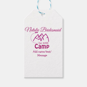 Pink Camp Bridesmaid geben Name Datum Jahr Bachelo Geschenkanhänger
