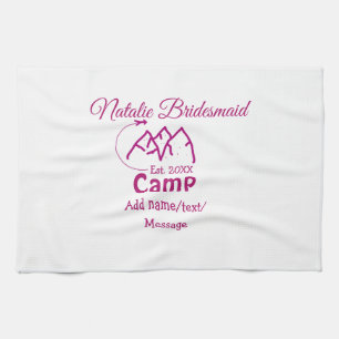 Pink Camp Bridesmaid geben Name Datum Jahr Bachelo Geschirrtuch