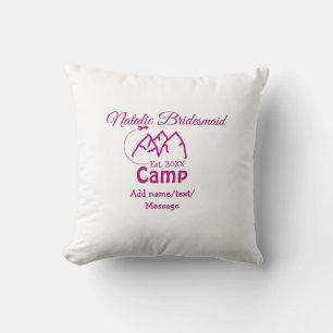 Pink Camp Bridesmaid geben Name Datum Jahr Bachelo Kissen