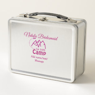 Pink Camp Bridesmaid geben Name Datum Jahr Bachelo Metall Brotdose