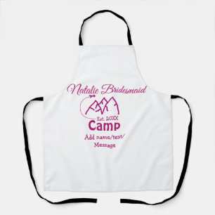 Pink Camp Bridesmaid geben Name Datum Jahr Bachelo Schürze
