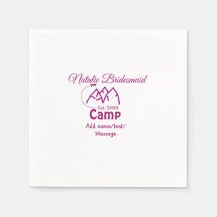 Pink Camp Bridesmaid geben Name Datum Jahr Bachelo Serviette