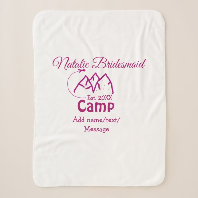 Pink Camp Bridesmaid geben Name Datum Jahr Bachelo Sherpadecke (Vorderseite)