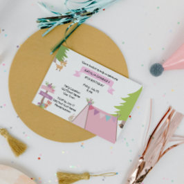 Pink Camping Invitation d'anniversaire