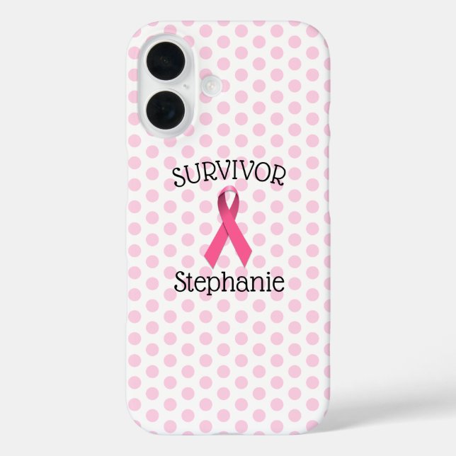 Pink Cancer Survivor Ribbon iPhone / iPad Fall iPhone 16 Hülle (Rückseite)