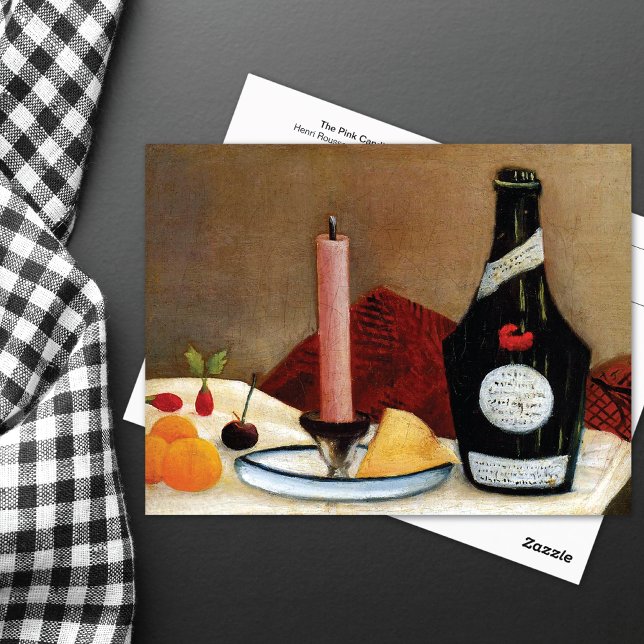 Pink Candle Henri Rousseau Still Life Postkarte (Von Creator hochgeladen)