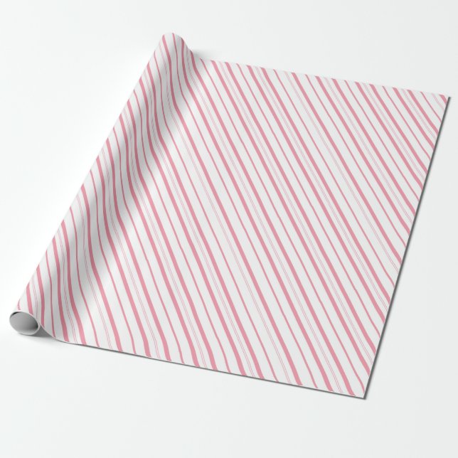 Pink Candy Cane Stripes - Small Stripes Geschenkpapier (Ungerollt)