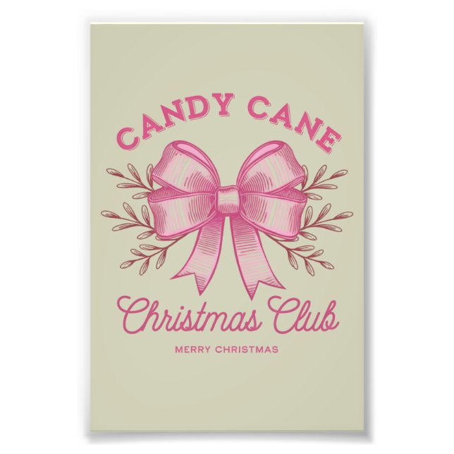 Pink Candy Cane Weihnachtsclub Weihnachten Saison Fotodruck (Vorne)
