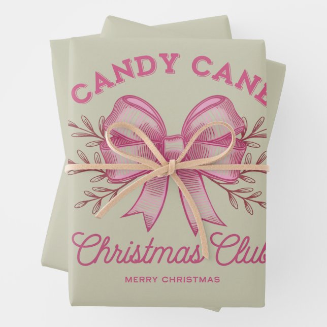 Pink Candy Cane Weihnachtsclub Weihnachten Saison Geschenkpapier Set (Beispiel)