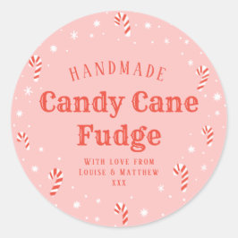 Pink Candy Cane Weihnachtsgeschenk-Label Runder Aufkleber