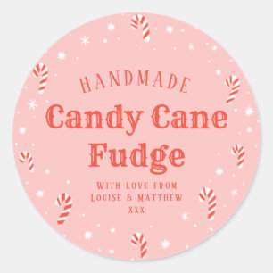 Pink Candy Cane Weihnachtsgeschenk-Label Runder Aufkleber