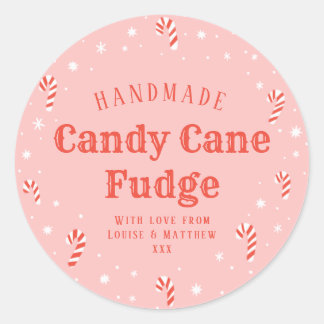 Pink Candy Cane Weihnachtsgeschenk-Label Runder Aufkleber