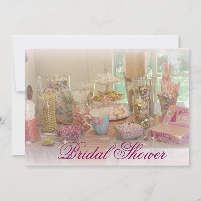 Pink Candy Display Foto Bridal Dusche Einladung (Vorderseite)