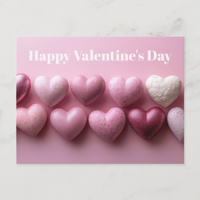 Pink Candy Hearts Valentine`s Day Card  Postkarte (Vorderseite)