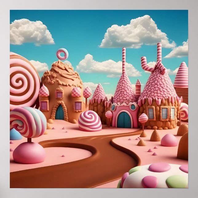 Pink Candy Land House Scene Poster (Vorne)