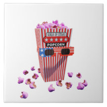 Pink Candy Popcorn and 3D Movie Glasses