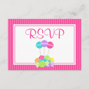Pink Candy Stripes Bat Mitzvah UAWG RSVP Karte