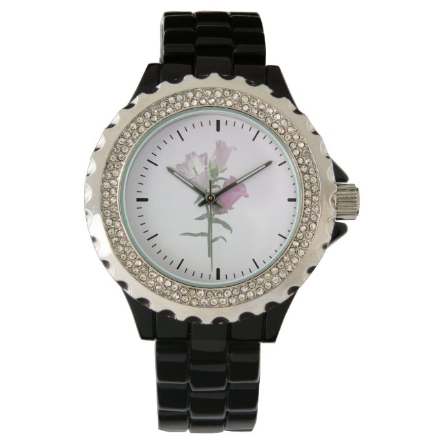 Pink Canterbury Bells Armbanduhr (Vorderseite)