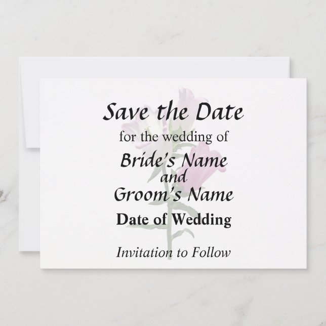 Pink Canterbury Bells Save The Date (Vorderseite)