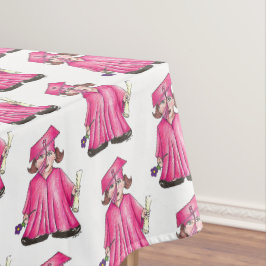 Pink Cap and Gown School Abschluss Girl Diploma Tischdecke