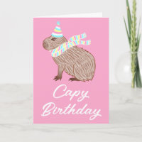 Pink Cape Birthday Funny Capybara Lover Card
