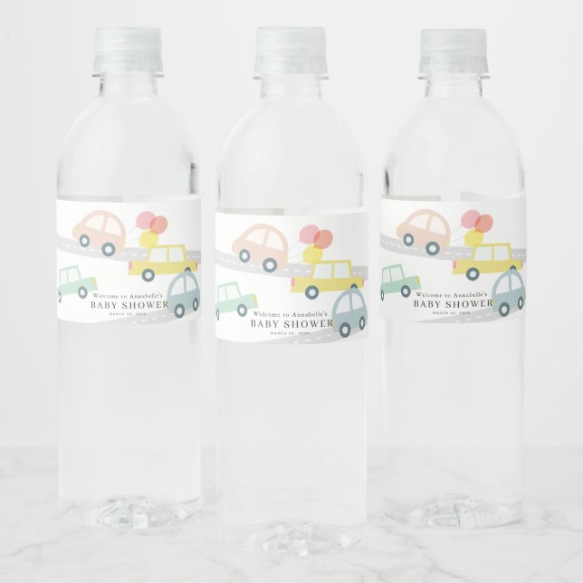 Pink Car Balloons White Girl Baby Dusche (Flaschen)