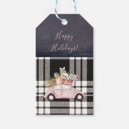 Pink Car Black Kariert Girly Chic Weihnachten Geschenkanhänger