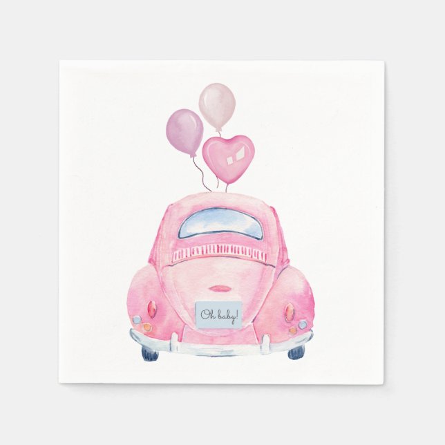 Pink Car Drive mit Babydusche Serviette (Vorderseite)