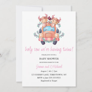 Pink Car Heilige Kuh, wir haben Twins Baby Dusche Einladung