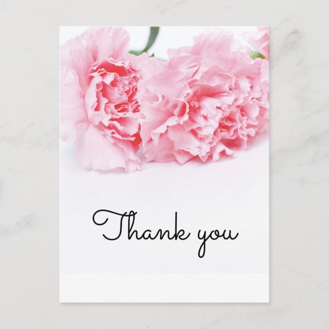Pink Carnation Blume Danke Karte - elegant (Vorderseite)