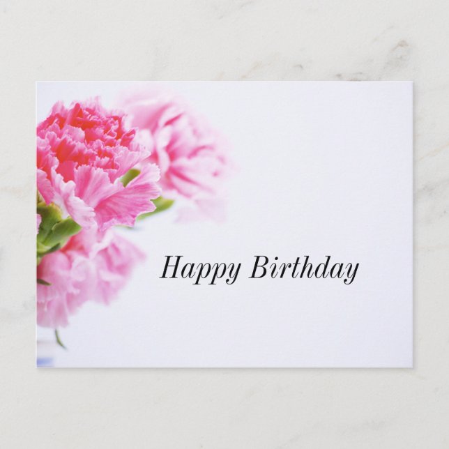 Pink Carnation Blume Happy Birthday Postcard Postkarte (Vorderseite)