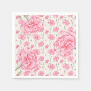 Pink Carnation Floral Polterabend Serviette