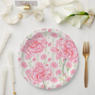 Pink Carnation Wedding Pappteller